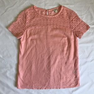 J. Crew 100% linen salmon pink top 0